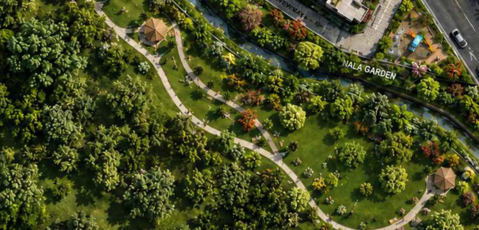 Nala Garden along the stream at Venkatesh Serenique
